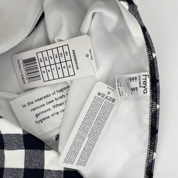 Freya Womens Size 32DD M Bardot Bikini Ruffle Totally Check Black White NEW - Picture 4 of 5